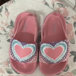 Capelli of New York Kids Pink Heart Slide Sandals